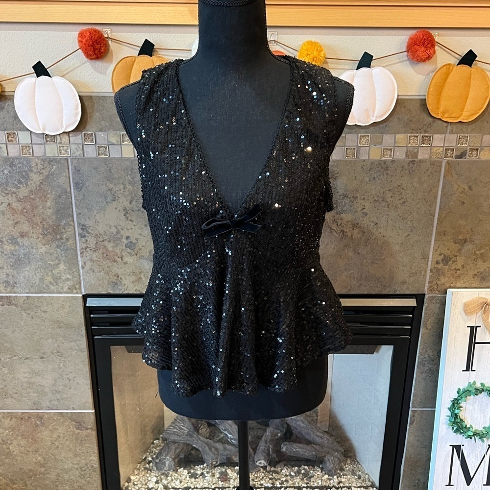 Black sequin tank, size large, new with tags